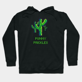 Punny Prickles: Playful and Funny Pixel Cactus Hoodie